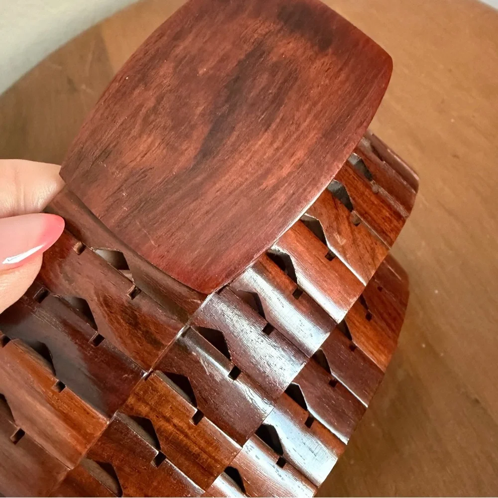 Vintage Handmade Wooden Belt John’s Wooden Belts Carved Segmented Wood Boho